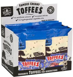Counter display unit full of Toffees & Chocolate Eclairs.