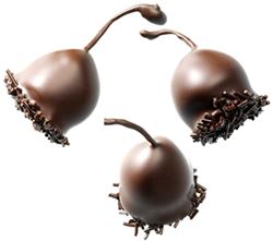 Liqueur Cherries On Stalk Dark showing textured bases.