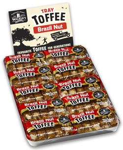 Andy Pack Brazil Nut Toffee in its display tray.
